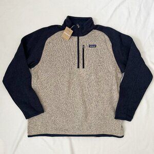 NEW Patagonia Men's XL Better Sweater 1/4 Zip Fleece Pullover Oar Tan Grey Navy